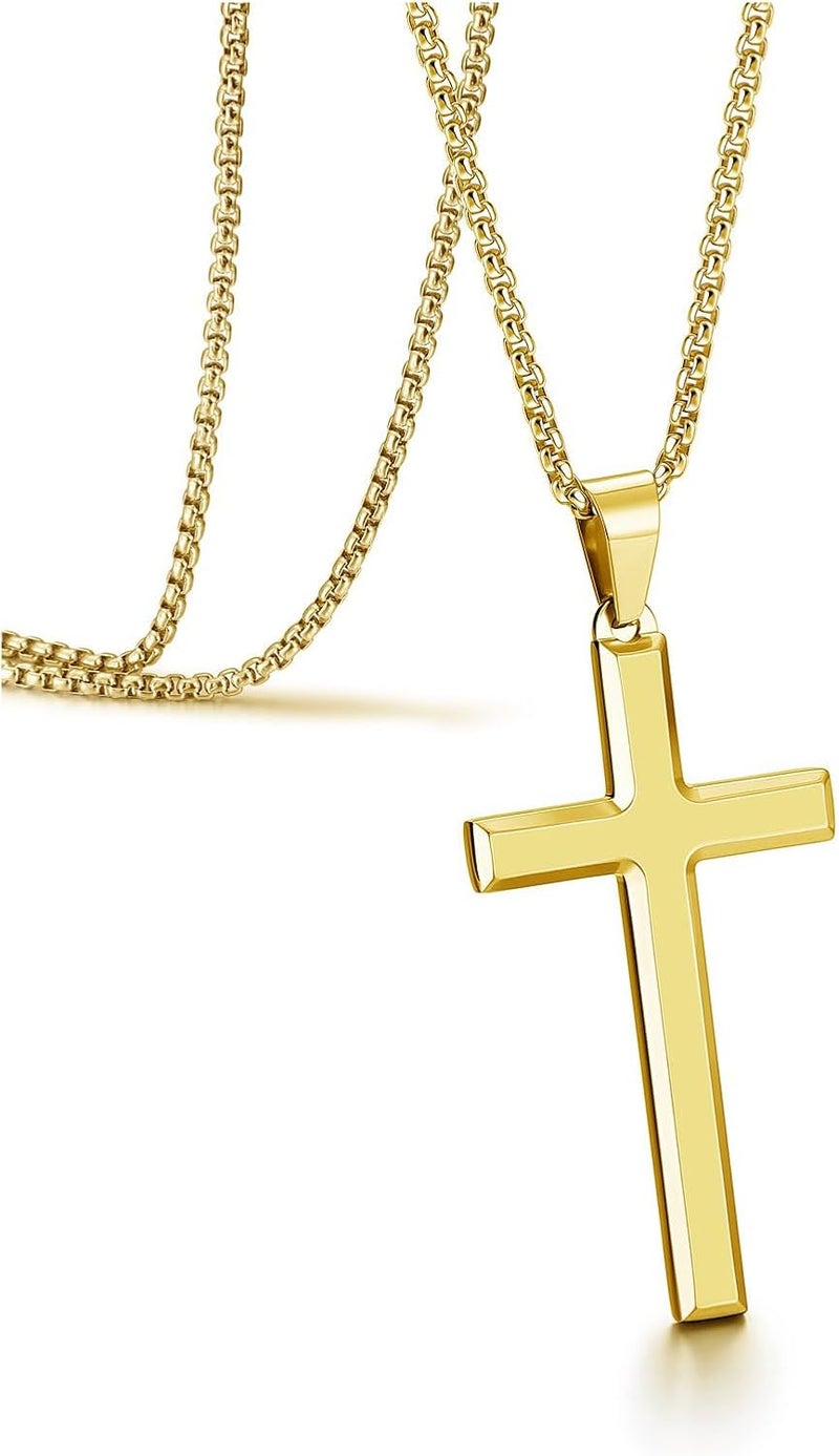 PiercingJ Cross Necklace Black Gold Silver Rotating Pendant Crucifix Necklaces For Him Men's Christmas Birthday Gift - Image 1